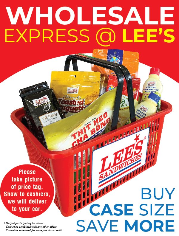 Wholesale Express @Lee’s Sandwiches! Buy case size, SAVE MORE!