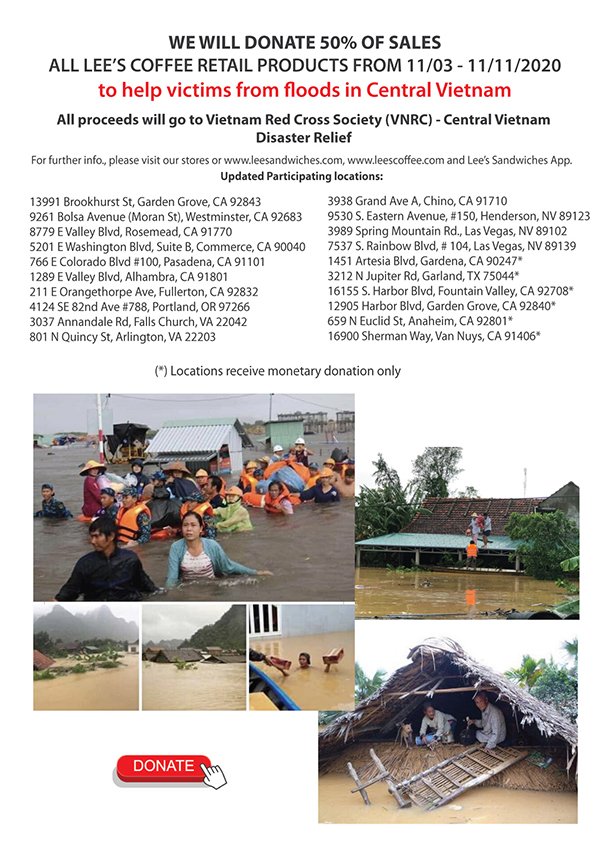 Updated participating locations of Hướng Về Miền Trung – Central Vietnam Disaster Relief campaign