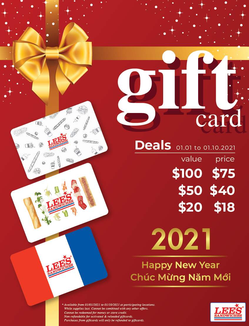 Gifting your loved ones with our New Year Gift Card special deals!
