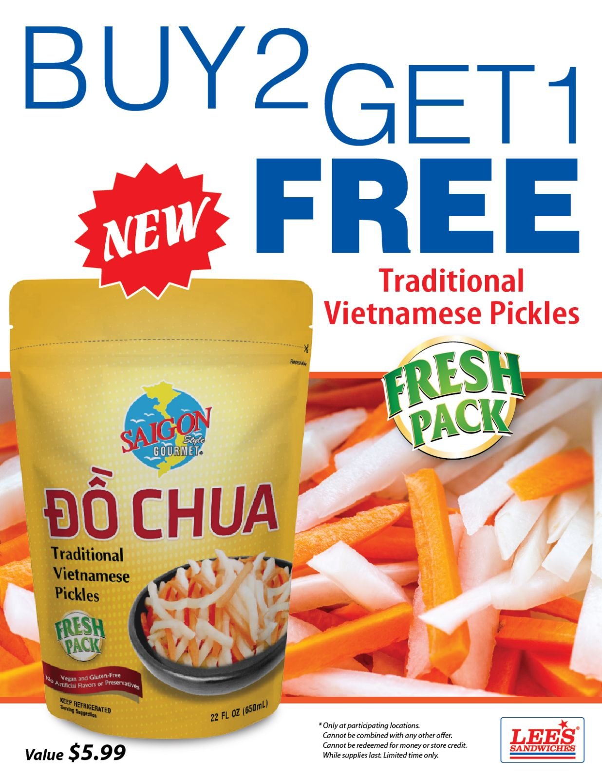 B2G1 Free Traditional Vietnamese Pickles from 3/25/2021!