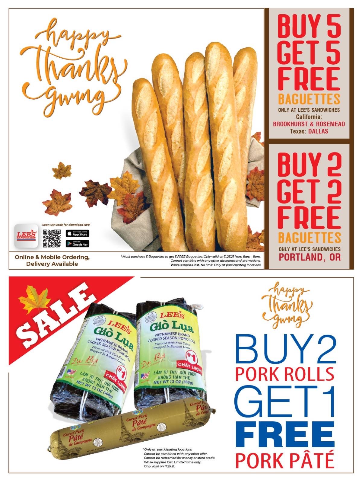 Happy ThanksGiving with our special promotion! Only 11/25/2021