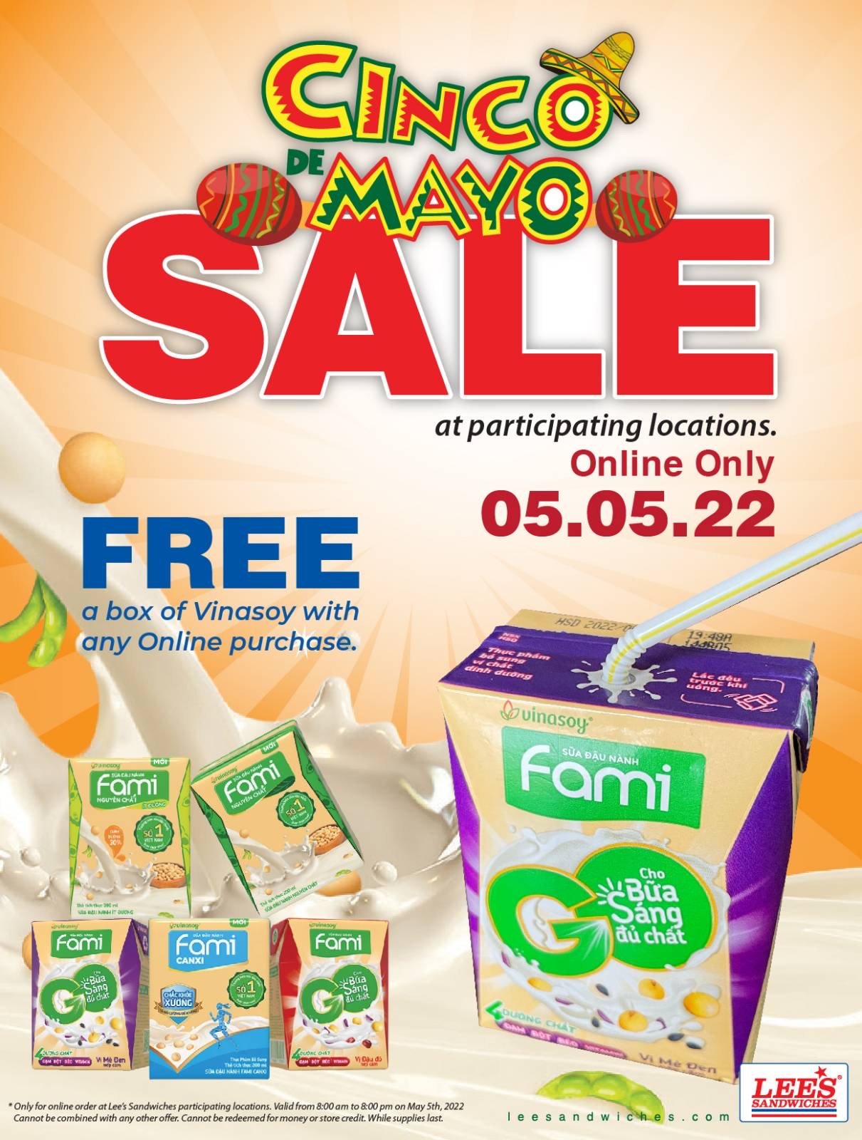 Enjoy a free box of Vinasoy with any online purchase on 05/05/2022.