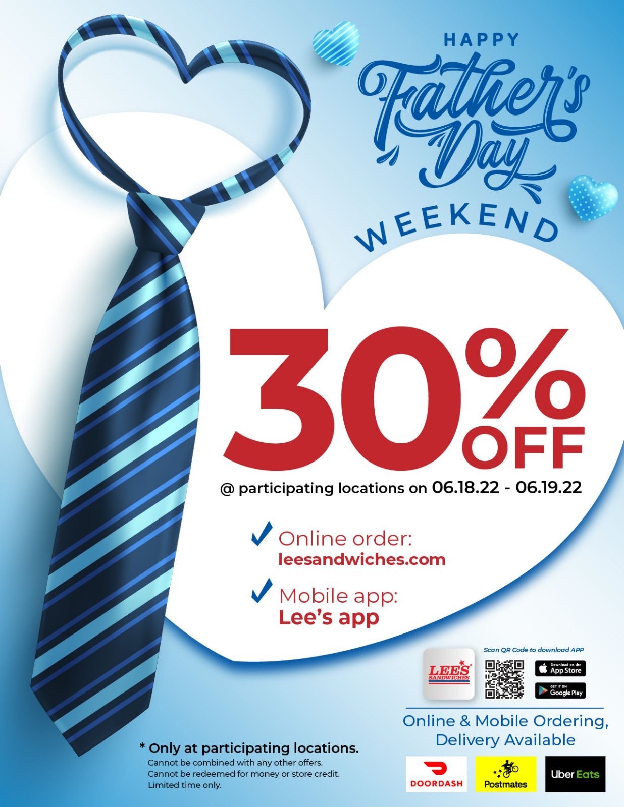 Happy Father’s Day, 30% OFF online orders only from 6/18 to 6/19/22