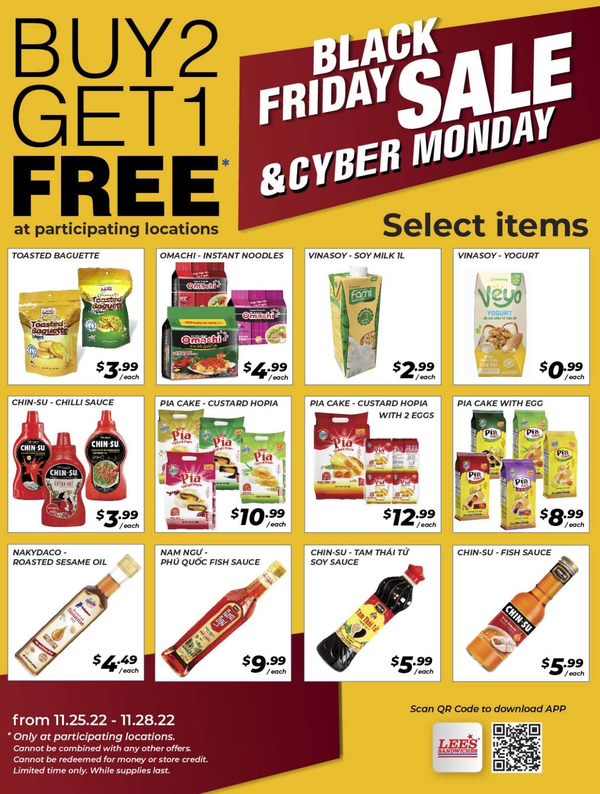 Black Friday & Cyber Monday Sale! B2G1 Free many selected items. Only at participating locations from 11/25 to 11/28/2022.