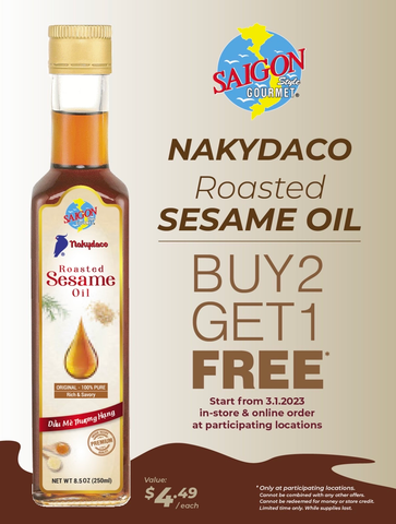 Buy 2 Get 1 Free Nakydaco Sesame Oil, from 03/01/2023, only while supplies last at participating locations!
