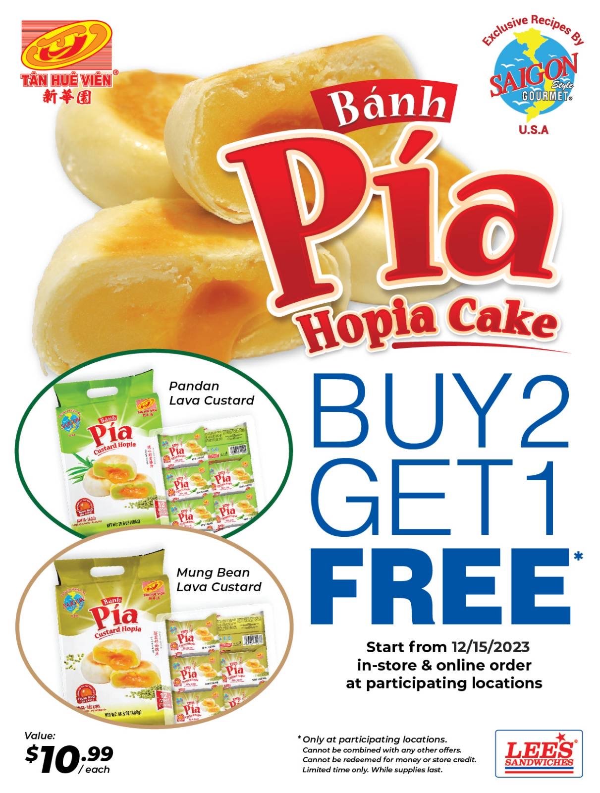 Buy 2 Get 1 Mungbean & Pandan Lava Custard Pia Cake!!! At participating locations