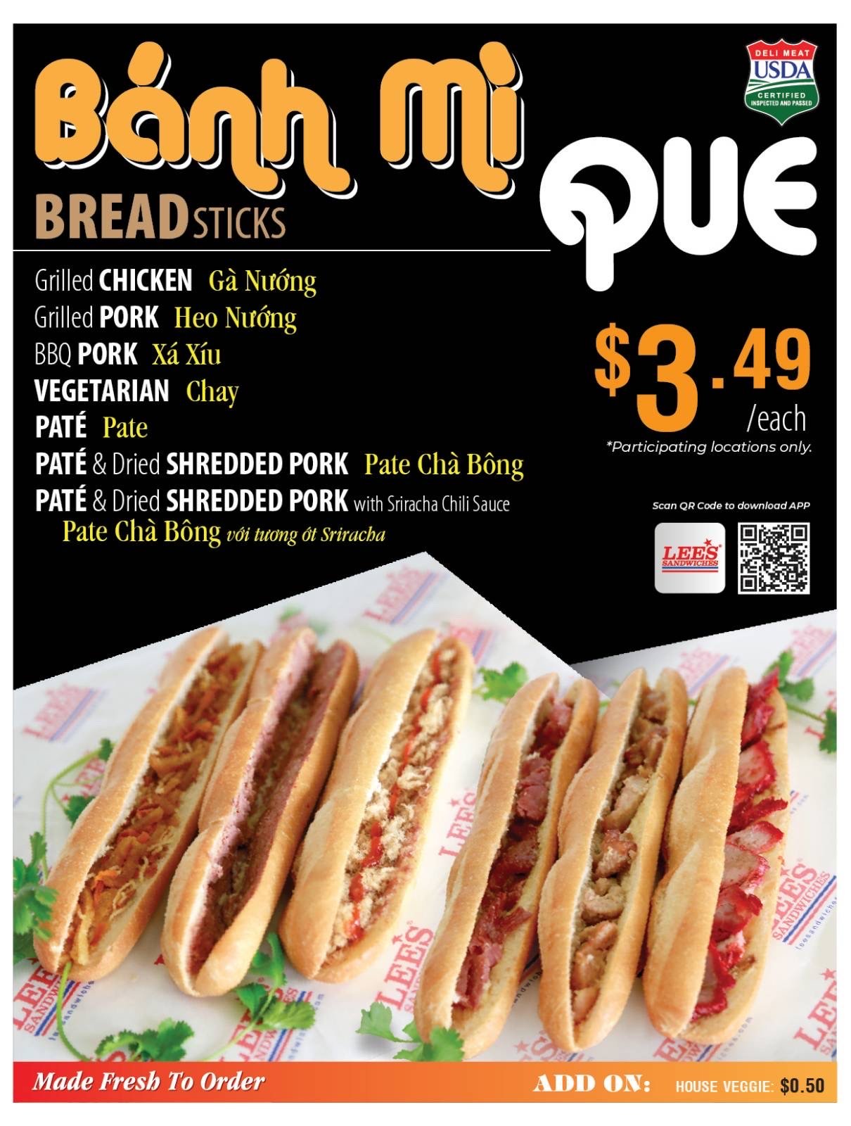 Bánh Mì Que with different flavors are waiting for you at Lee’s Sandwiches! Only at participating locations: (5 stores no Portland)