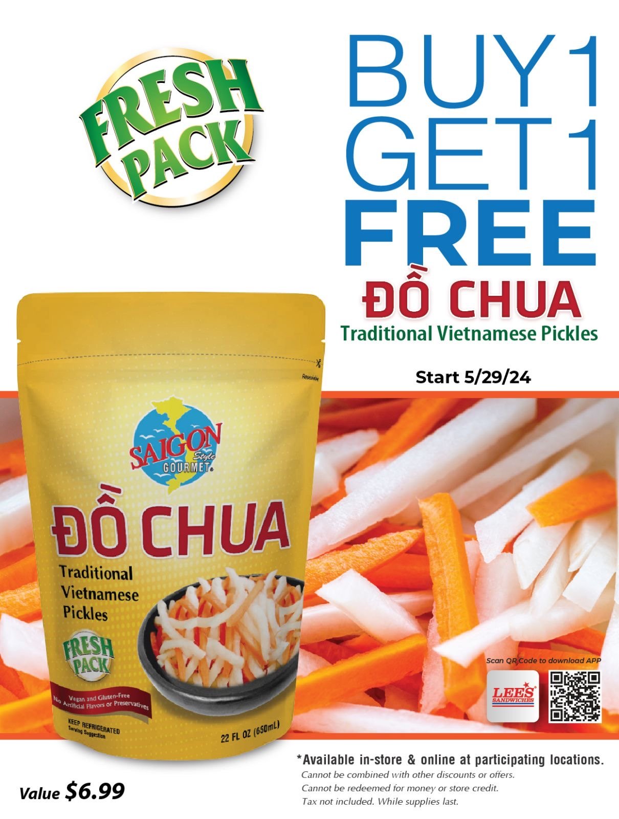 Perfect touch to your meal with our pickles, Buy 1 Get 1 Free now! At participating locations