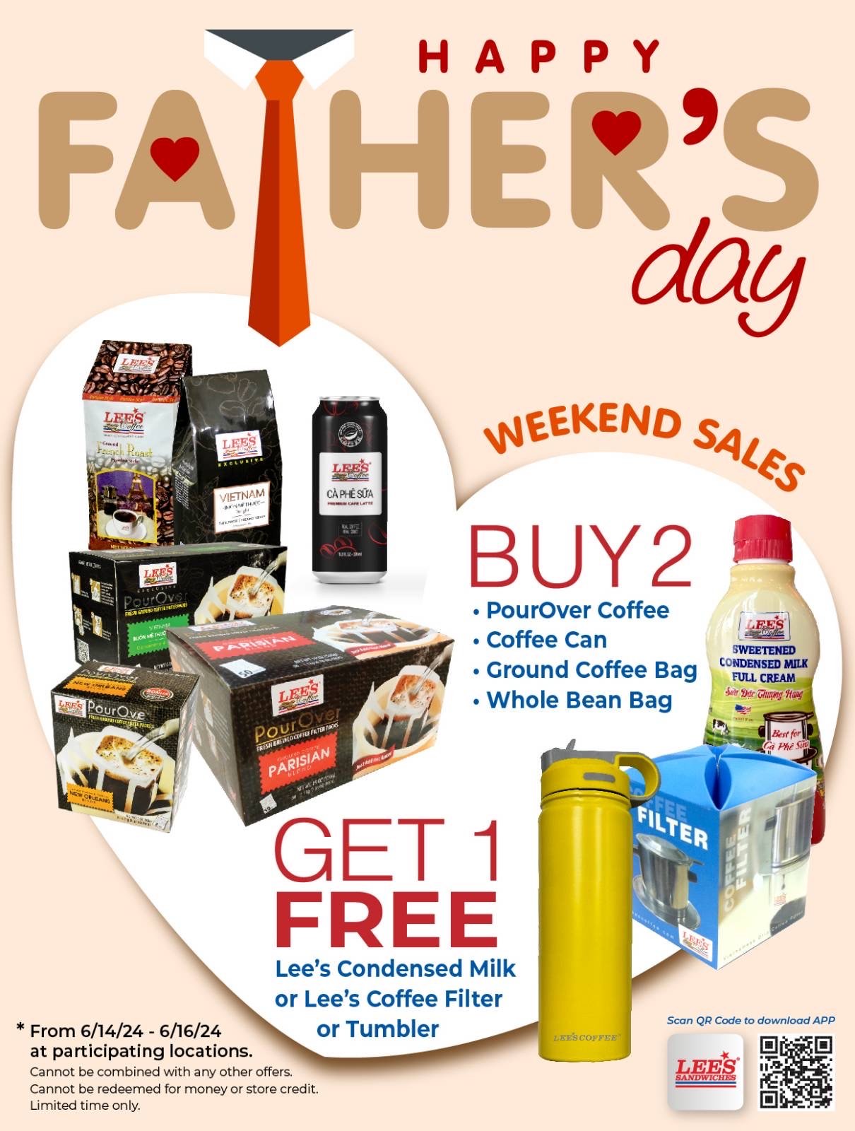 Get Free Special Gifts for Fathers when buying coffees from 6/14-6/16/24. At participating locations
