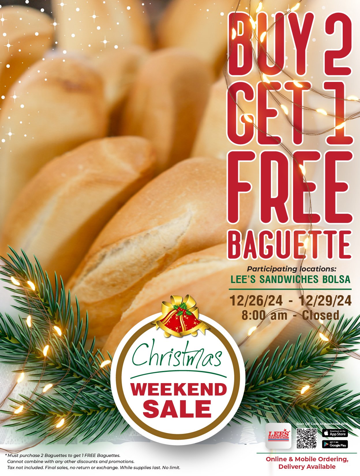 Have a Merry Christmas Weekend with our special Baguettes Promotion! Only from 12/26 to 12/29/24 at Bolsa