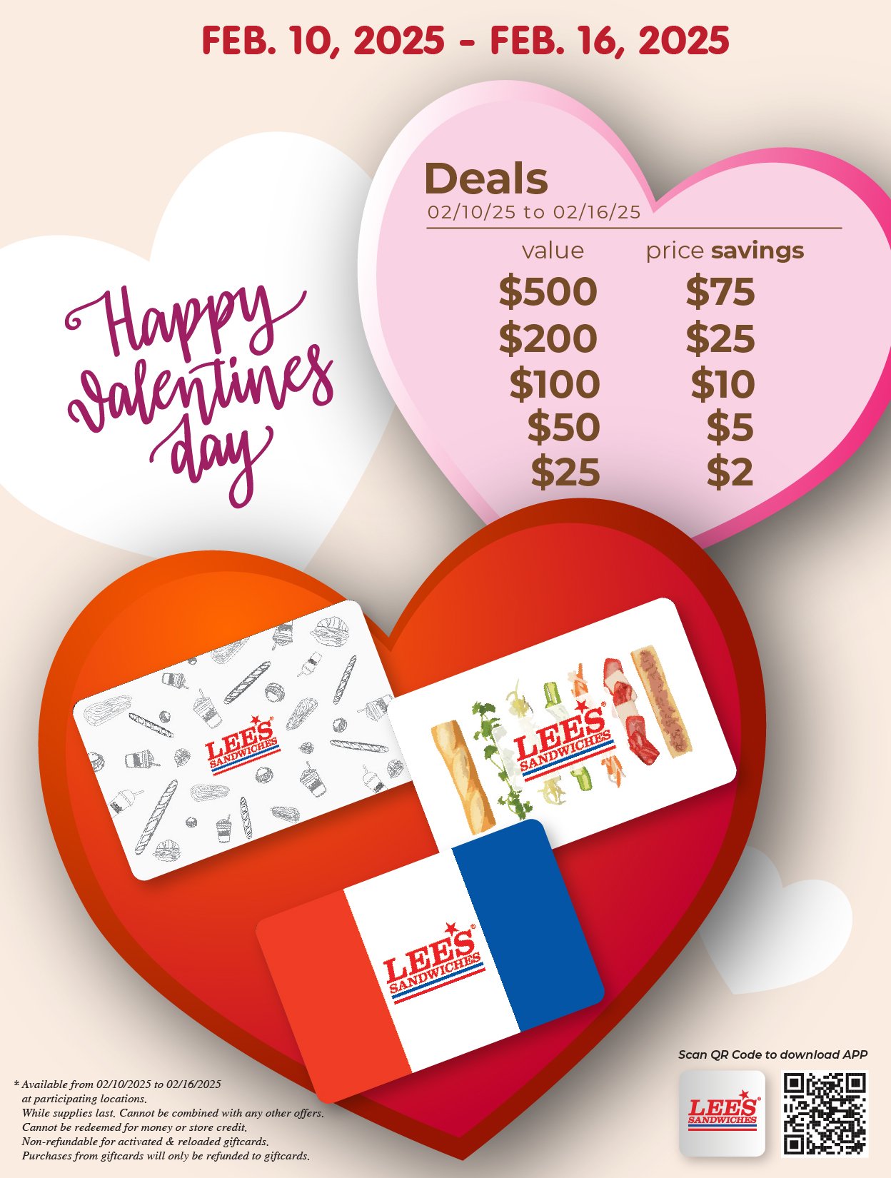 Gift your loved ones with our Gift Cards Special Deals, Super Savings from 2/10 to 2/16/25 at participating locations.